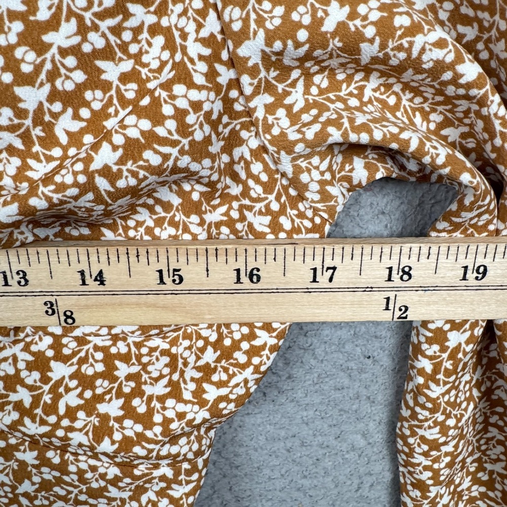 Abercrombie Top Womens M Brown Floral Babydoll Preppy‎ Y2K Clean Girl Soft Boho - Picture 11 of 12